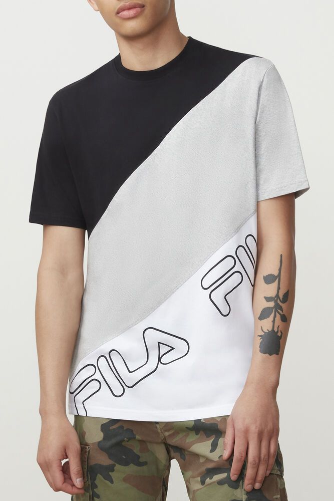 Fila Grove T-Shirt Black/Grey/White - Mens - 06752NGHF